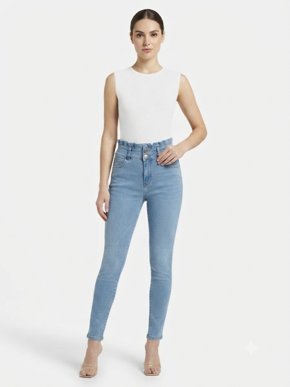 High-Rise Light Blue Skinny Jeans for Women Pettacci Size 6